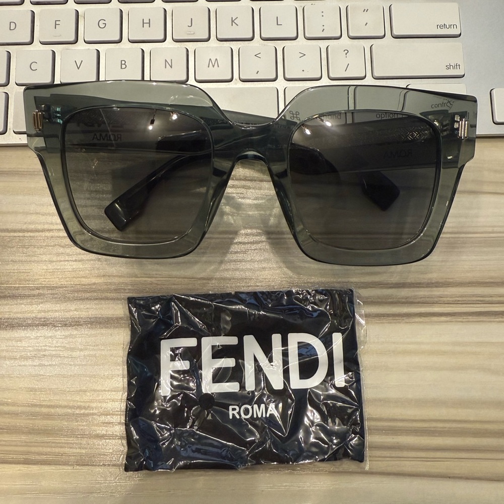 Fendi Gray Oversized Square Sunglasses